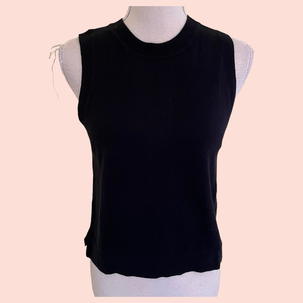 Banana Republic Black Cotton Blend Sleeveless Cropped Sweater Tank S